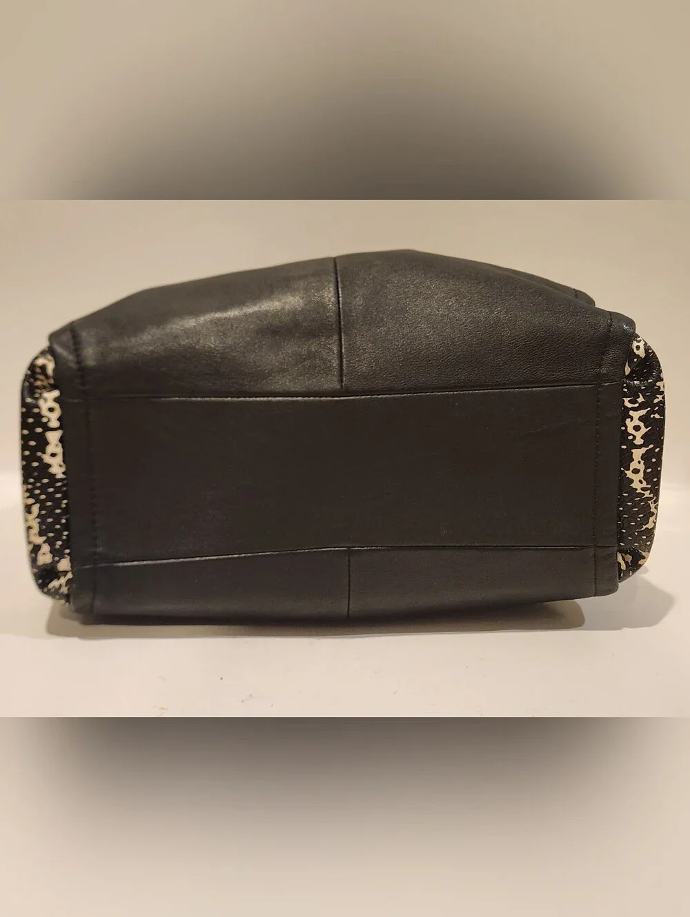 Coach Madison Phoebe Black Two-Tone Python Leather Shoulder Bag Tote Purse